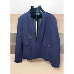 Untuckit Marina Navy Blue Lapeless Blazer Jacket Womens Size 16 Business office